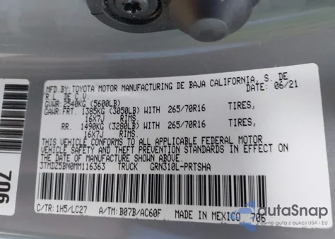 2021 Toyota Tacoma Trd Off-Road from USA, damaged, VIN 3TMDZ5BN0MM116363